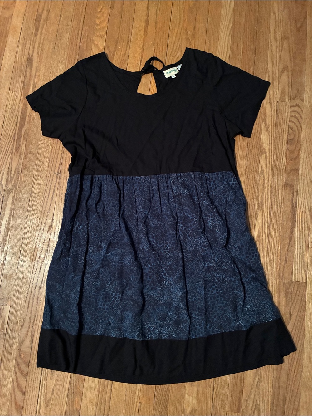 Wardrobe Style Handmade Women’s Black & Navy Patterned Midi Dress